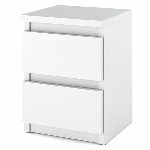 Stiv-Meubles Table de chevet Blanc Mat 30x30x42CM 2 tirrois -meuble de nuit pour chambre à coucher loft
