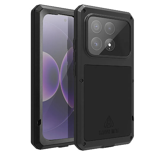 Love Mei Coque Intégrale pour Xiaomi 17 en Métal Antichoc avec Verre trempé Noir