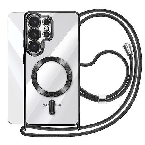 Avizar Coque à Cordon MagSafe pour Galaxy S26 Ultra avec Verre trempé Noir