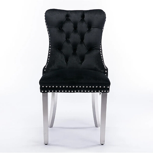 STILVORA Chaise de salle à manger noire en velours avec dossier haut et pieds réglables