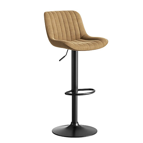 STILVORA Lot de 4 tabourets de bar 87/109 cm marron en velours avec rotation 360°
