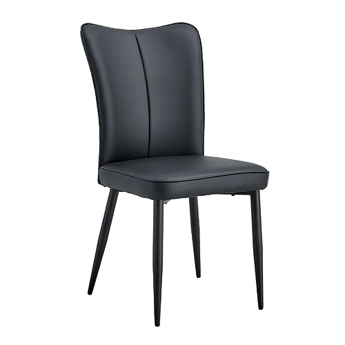 STILVORA Chaise de salle à manger lot de 2 89 cm noire en PU et métal avec pieds réglables
