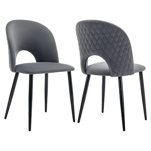 STILVORA Chaise de salle à manger 47/44/84 cm grise en velours avec pieds réglables