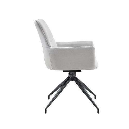 STILVORA Chaise pivotante 48/43,5/85 cm gris clair et noir en tissu et métal 360°