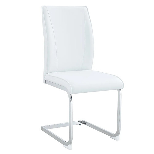 STILVORA Chaise 44,5/43/50 cm blanc et argent en métal et PU avec dossier ergonomique