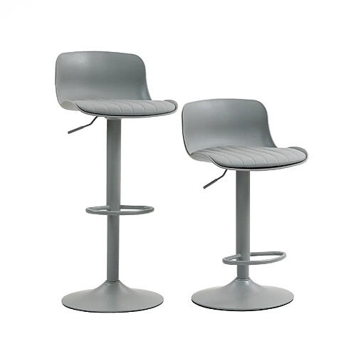 STILVORA Tabouret de bar gris en métal et revêtement rembourré à hauteur réglable