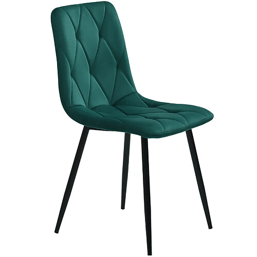STILVORA Chaise de salle à manger lot de 4 vert foncé en velours avec pieds en métal