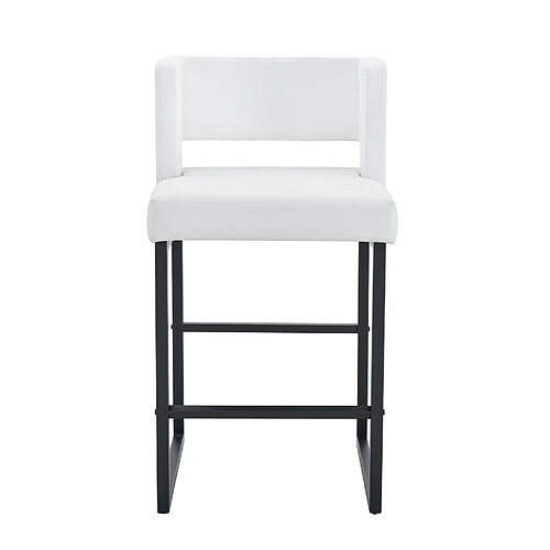 STILVORA Lot de 2 tabourets de bar 91,4 cm blanc et noir en métal et PU confortables