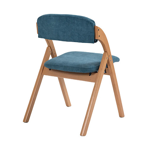 STILVORA Chaises pliantes 47/46/45 cm bleues en bois massif avec assise rembourrée