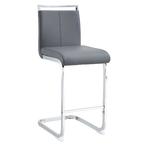 STILVORA Lot de 2 tabourets de bar 96,5/63,5 cm gris foncé en PU et métal avec repose-pieds