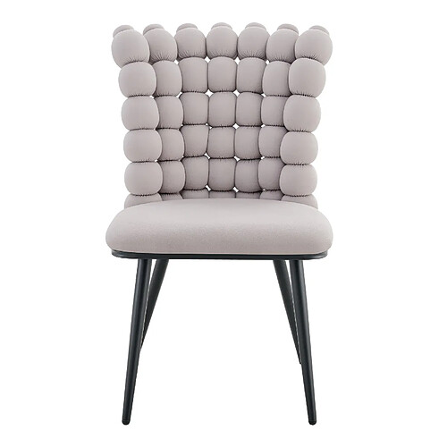 STILVORA Chaise de salle à manger lot de 2 gris clair en velours avec dossier à chaîne perlée