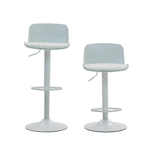 STILVORA Tabouret de bar lot de 2 blanc en métal rembourré avec hauteur réglable