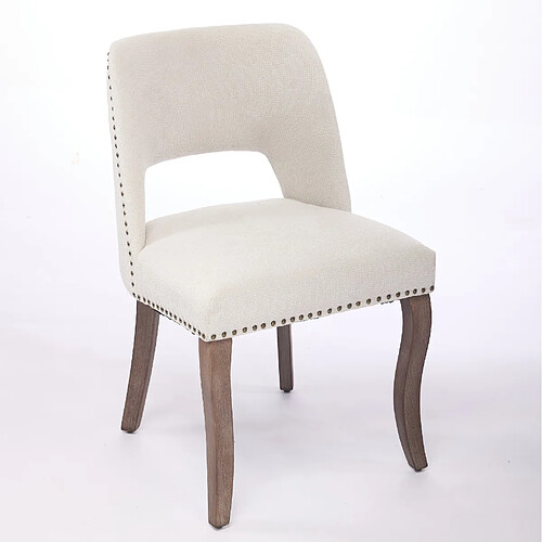 STILVORA Chaise de salle à manger beige en chenille avec dossier enveloppant ajouré