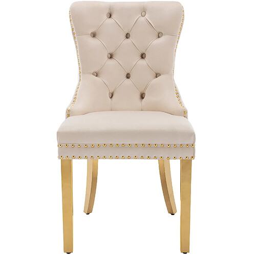 STILVORA Chaise de salle à manger 50,5/45/95 cm beige en velours avec anneau décoratif