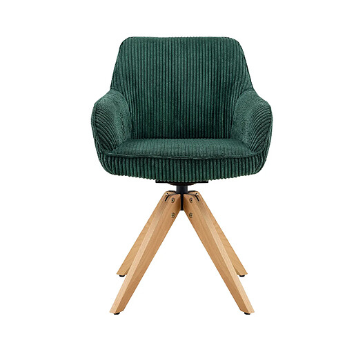 STILVORA Lot de 2 chaises pivotantes 84/44/56 cm vert foncé en velours et bois massif