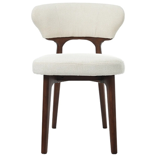 STILVORA Chaise de salle à manger lot de 4 beige clair en chenille avec structure en bois massif