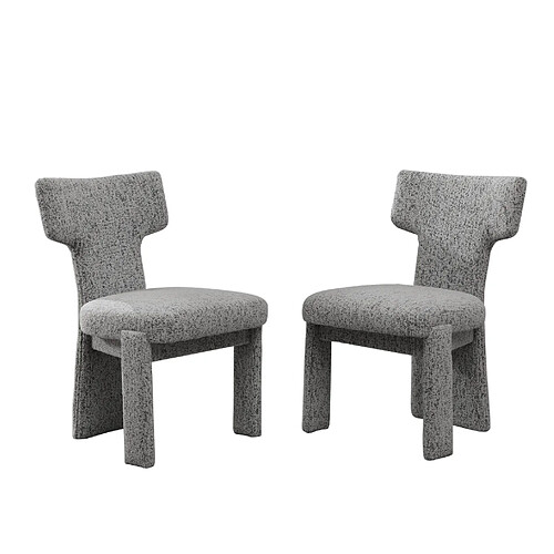 STILVORA Fauteuil de salle à manger blanc et noir en chenille avec dossier courbé