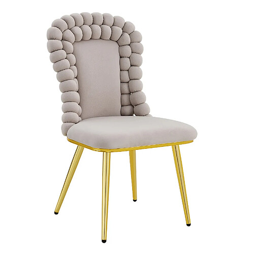STILVORA Chaise de salle à manger lot de 2 gris clair en métal et velours à dossier chaînette