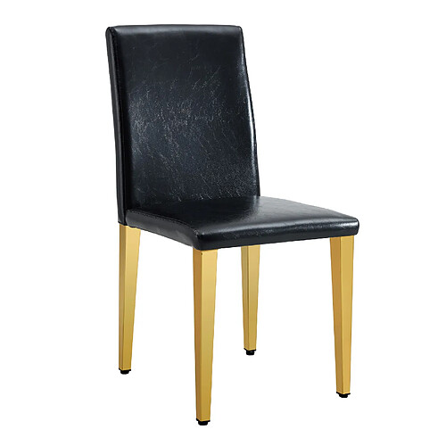STILVORA Lot de 4 chaises de salle à manger 41/90 cm noir et or en métal et PU ergonomiques