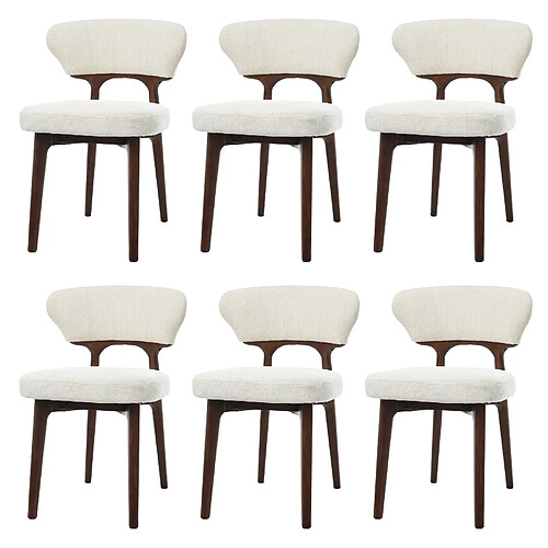 STILVORA Chaise de salle à manger lot de 2 beige clair en chenille avec structure en bois massif