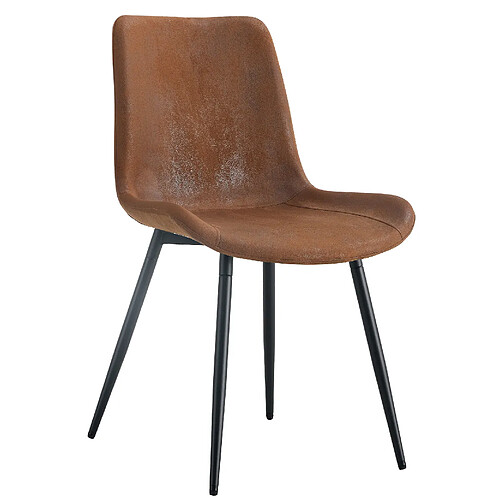 STILVORA Chaise de salle à manger marron et noir en tissu technique et métal ergonomique
