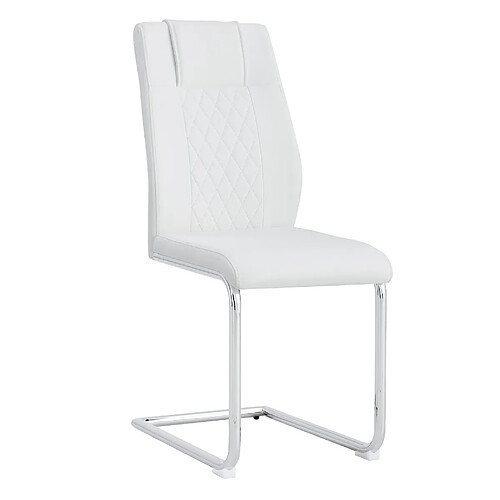 STILVORA Chaise de salle à manger blanc et argent en métal et PU avec dossier effet maille