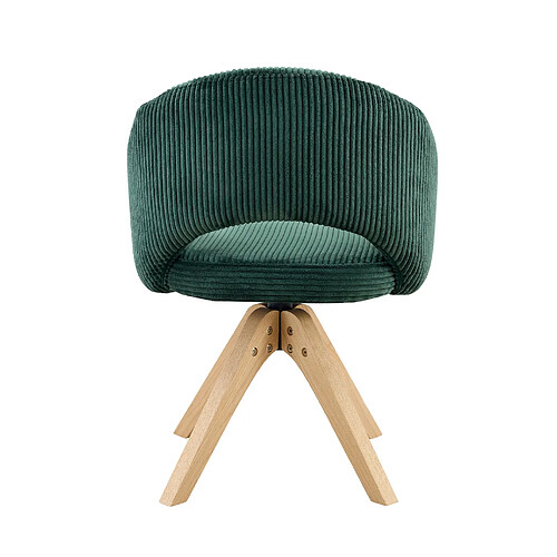 STILVORA Lot de 2 chaises pivotantes 49/84 cm vert foncé en velours avec pieds en bois