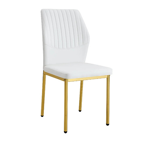 STILVORA Lot de 4 chaises de salle à manger 43/93 cm blanc et or en PU avec pieds métal