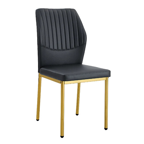 STILVORA Lot de 4 chaises de salle à manger 35,5/42,6/93 cm noir et or en métal et PU