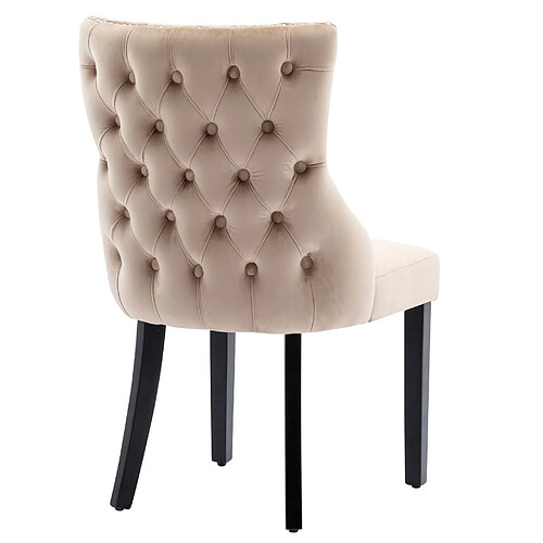 STILVORA Chaise de salle à manger 50/41/91 cm beige en velours avec dossier capitonné