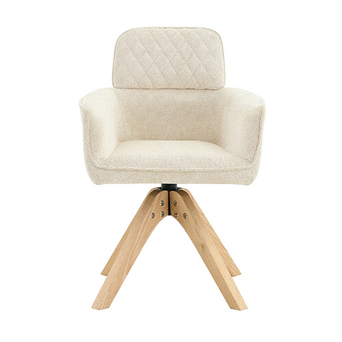 STILVORA 2 chaises de salle à manger 46,5/44/85 cm blanc crème en tissu et bois pivotantes