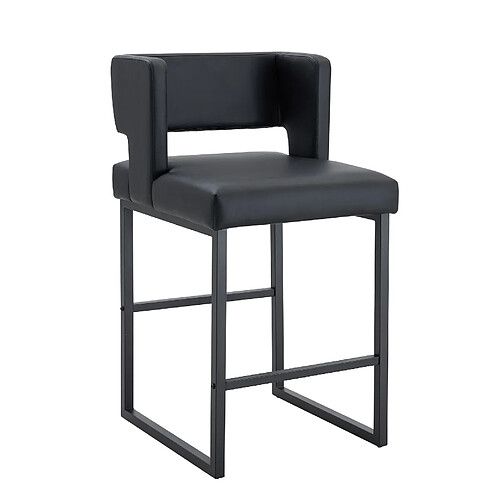 STILVORA Lot de 2 tabourets de bar 91,4 cm noirs en métal et PU avec assise carrée
