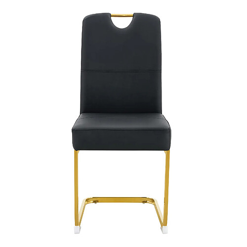 STILVORA Lot de 2 chaises de salle à manger noires en PU avec dossier ergonomique