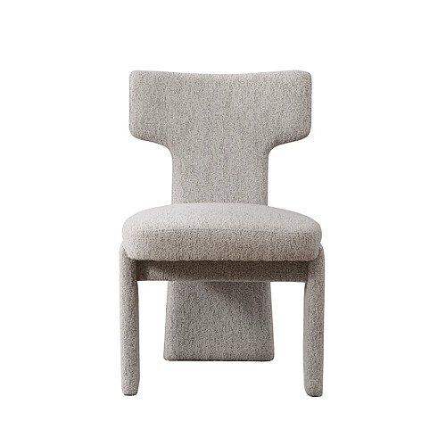 STILVORA Fauteuil de salle à manger beige en chenille avec dossier courbé lot de 2