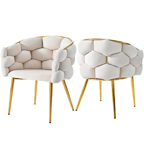 STILVORA Chaise lot de 2 44/41/74 cm beige en velours avec dossier ergonomique