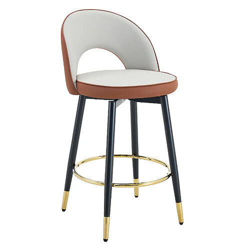 STILVORA Tabouret de bar marron noir et gris clair en métal et PU pivotant 360°