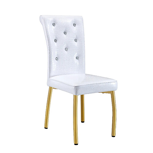 STILVORA Chaise de salle à manger lot de 4 blanc et or en métal et PVC avec pieds réglables