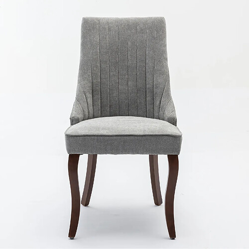 STILVORA Lot de 2 chaises de salle à manger grises en chenille avec dossier haut