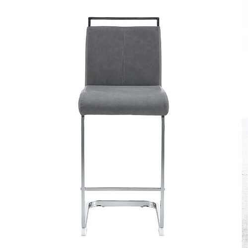 STILVORA Lot de 2 tabourets de bar 63,5/96,5 cm gris foncé et argenté en PU et métal