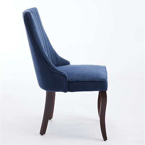STILVORA Chaise de salle à manger bleue en chenille avec dossier haut lot de 2