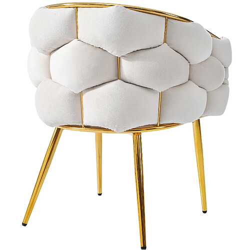 STILVORA Chaise 50/47/80 cm beige en velours avec dossier doré