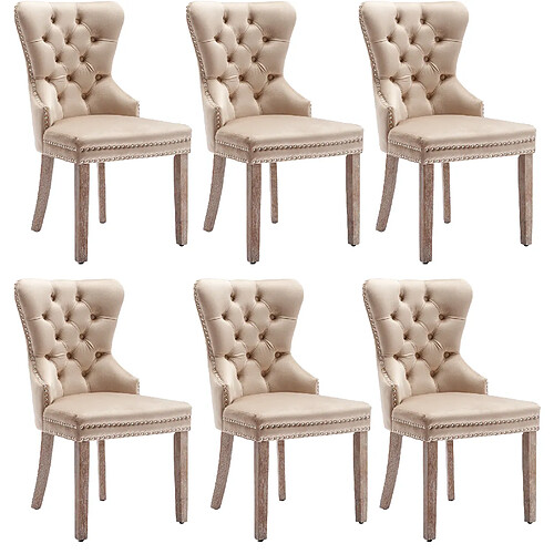 STILVORA Chaise de salle à manger 53/46,5/95 cm beige en hévéa avec anneau décoratif