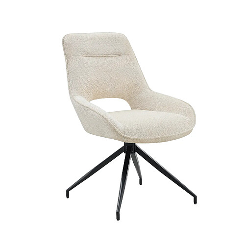 STILVORA 2 chaises de salle à manger 50/87 cm beige/noir en tissu et métal pivotantes 360°