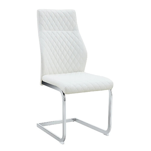 STILVORA Lot de 2 chaises de salle à manger 100 cm blanc et argent en métal et PU