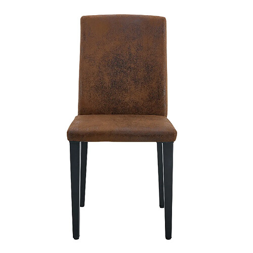STILVORA Lot de 4 chaises repas 41/90 cm marron noir en tissu et métal galbé