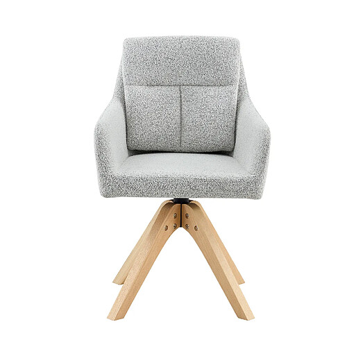 STILVORA Lot de 2 chaises de salle à manger 87 cm gris clair en tissu et bois massif pivotantes