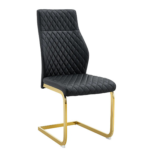 STILVORA Chaise de salle a manger 100 cm noir et or en metal et simili cuir lot de 2