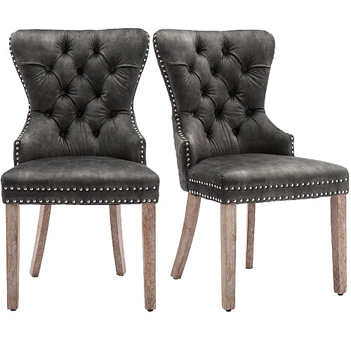 STILVORA Chaise de salle à manger 53/46,5/95 cm grise en velours avec pieds réglables