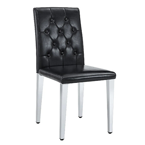 STILVORA Lot de 4 chaises de salle à manger 42/43/89 cm noir et argent en PU matelassé