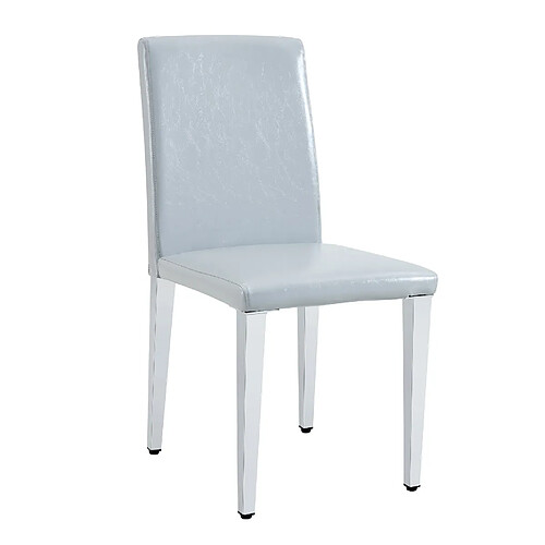 STILVORA Lot de 2 chaises de salle à manger 41/90 cm gris clair argent en métal PU